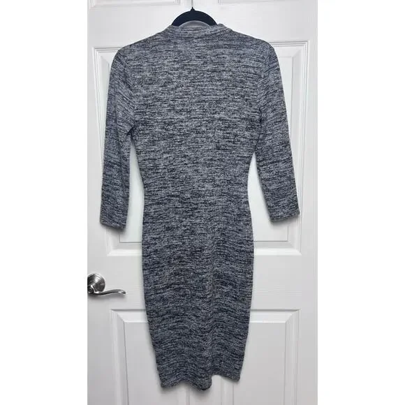 Lulus Dress Modern Marl Grey Bodycon Midi 3/4 Sleeve Fitted Gray Size Medium - Picture 8 of 8